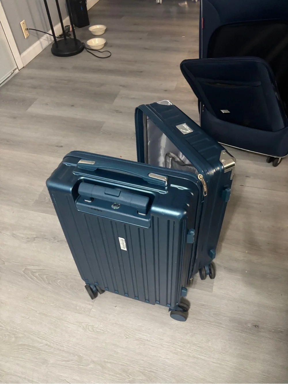 Navy Blue Soft-Side carry on and Hard-Shell Luggage checking - Travel Set